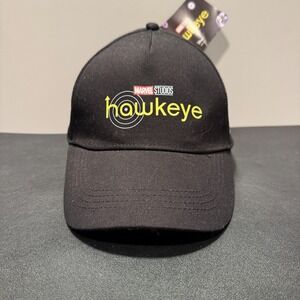 Hawkeye Marvel Studios Hat Cap Black Cast & Crew Strap Back NWT Logo Spellout